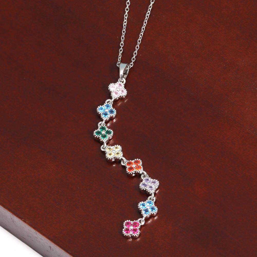 

Fashion Colorful Tiny Flowers Necklace Gold Silver Color Stainless Steel Zircon Choker Necklace for Women Pendant Jewelry Gifts
