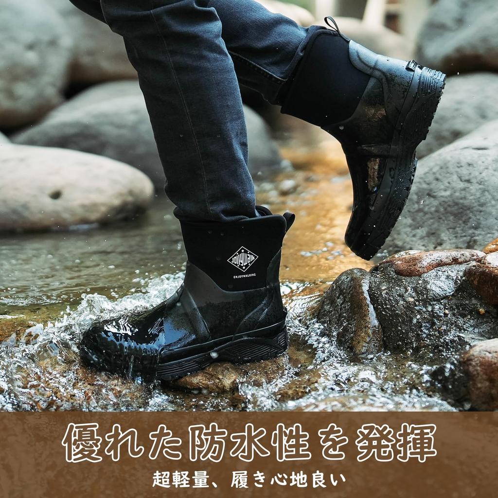 Neoprene Rain Rain Suitable for Cold Outdoor Stylish [Jollywalk] Boots, Men's Boots, Waterproof, Winter, Snow, Slip-Resistant, Lightweight, Soft,