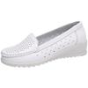 Anzuen Women's White Leather Flat Shoes