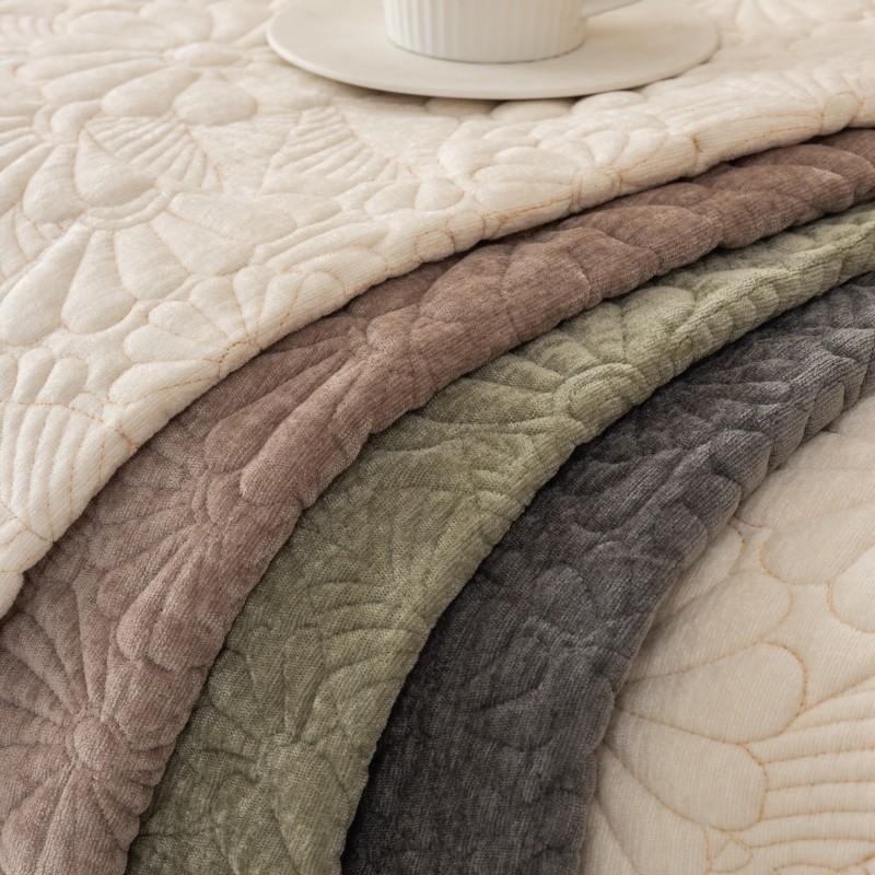 Solid Color Chenille Quilted Thickening Sofa Cushion Modern Simple Embroidery Non-Slip Sofa Cushion Towel Four Seasons Universal