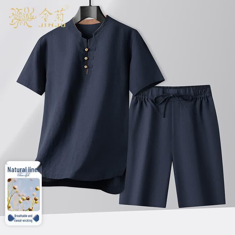 Jinjuan Chinese Style Tencel Linen Blend T-shirt 2XL