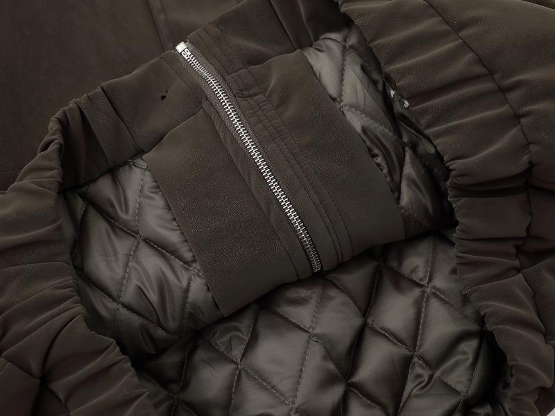 Unisex Winter Leather Jacket with Removable Shearling Collar - Casual American Lazy Style