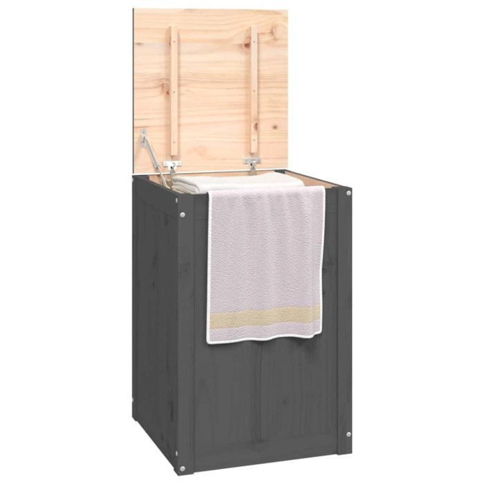 VidaXL Laundry Box Grey 44x44x66 Cm Solid Pine Wood 823566