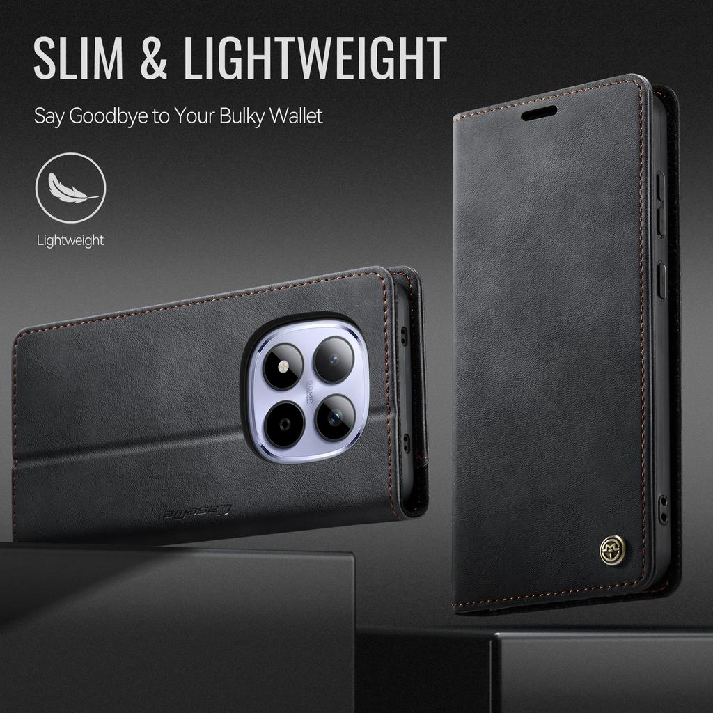 Dla Xiaomi Redmi Note 15 Pro 4G (Światowy) Etui CASEME Seria 033 Portfel blokujący RFID Stojak Skóra cielęca Tekstura Skórzane etui na telefon