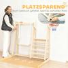 5-in-1 Indoor Climbing Frame with Slide, Swing, Climbing Net, Basketball Hoop, Foldable, 3-6 Years, Natural Wood