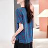 Silk T-shirt Women's New Summer Round Neck Printed Fashion Large Size Mulberry Silk Shirt