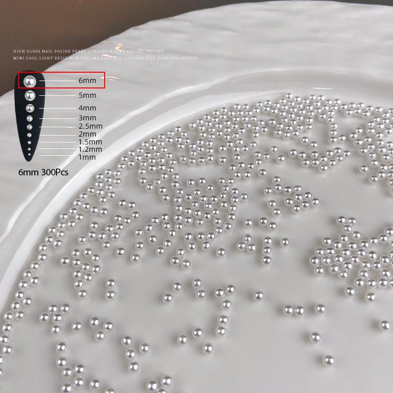 

300-5000Pcs/Bag Pearls Pure White Nail Beads Round 1-6Mm Mixed Size High Brightness Pearls For Diy Manicure Decor