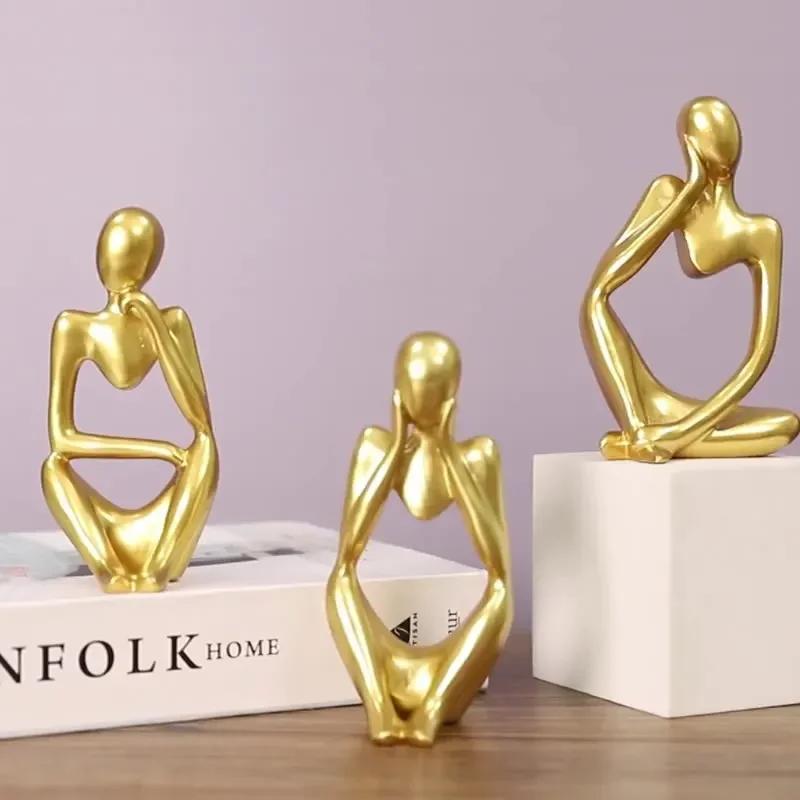 Sand Color The Thinker Abstract Statues Sculptures Yoga Figurine Nordic Living Room Home Decor Decoration Home Desk Ornaments