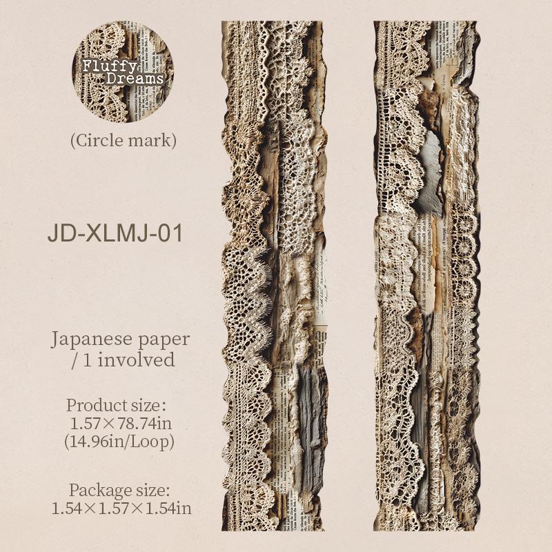 

JIANWU 40mm*200cm Fluffy Dream Series Vintage Lace Landscape Material Collage Scrapbook Washi Tape Creative Journal Stationery