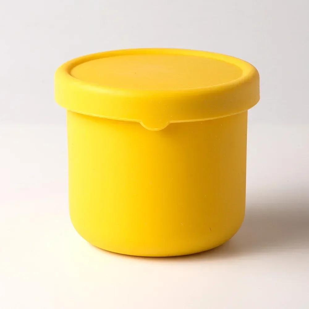 Silicone Lunch Box with Lid Round Food Crisper Bento Box Kitchen Storage Microwave Fruit Salad Fresh-Keeping