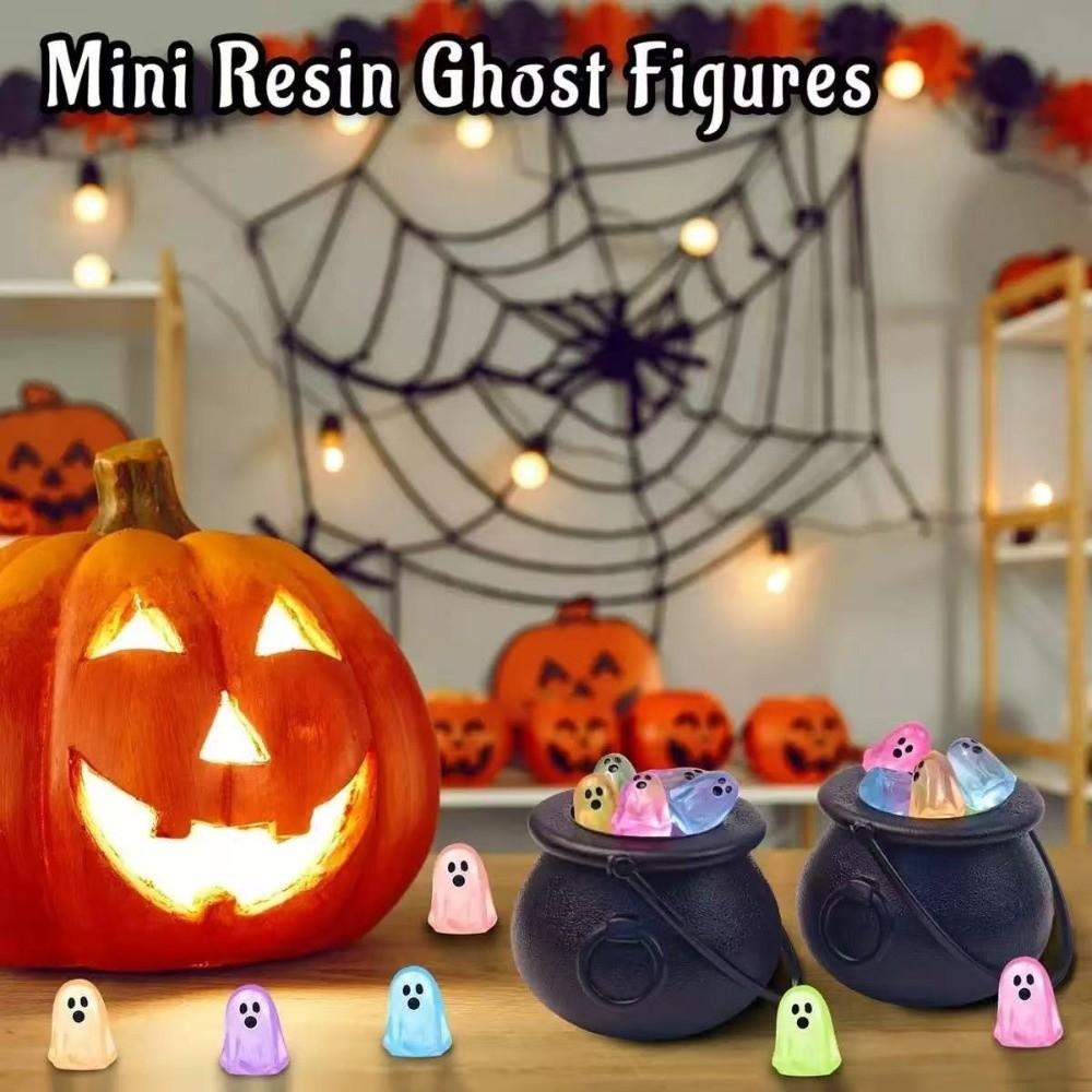 12 PCS/SET Transparent Glow in The Dark Ghosts Resin Creative Mini Ghost Figurines Cute Ghost Ornaments Gift