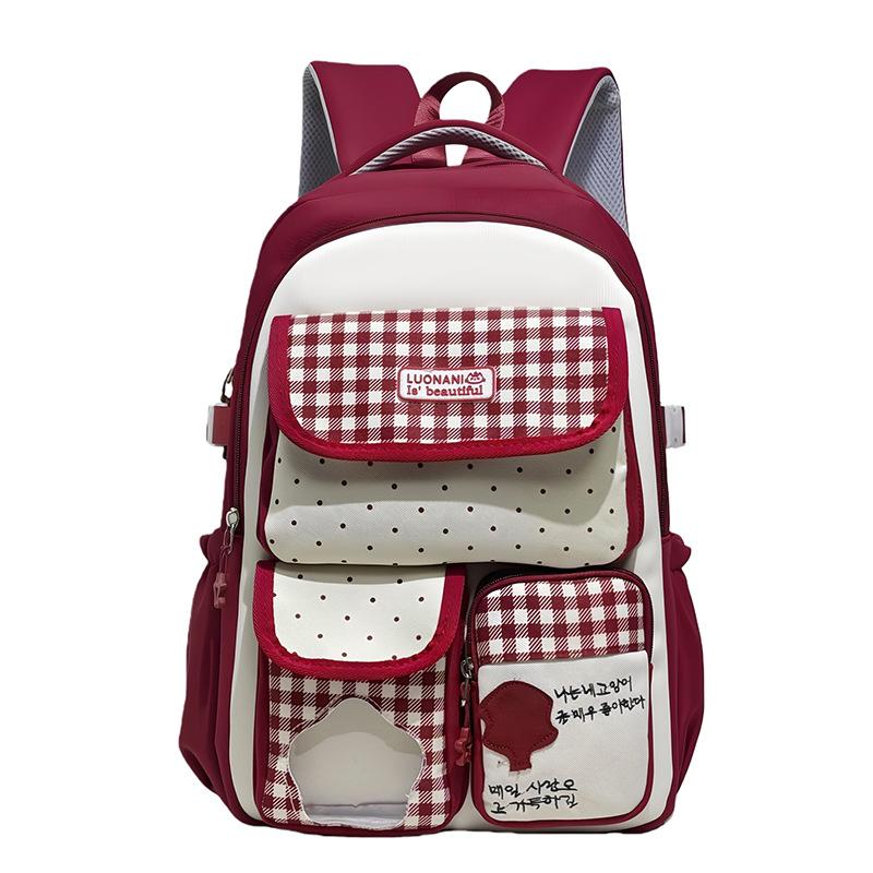 Schoolbag Wholesale Schoolbag Female Japanese Ins Cute Dopamine Contrasting Color College Style Primary and Secondary School Students Travel Backpack,