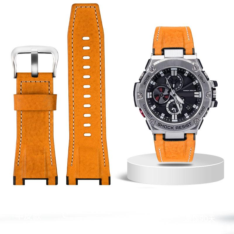 Pro hodinky Casio GST-S100G S110 S130L W100G W110 210B 400G Řemínek na hodinky plátěný Náramek 26*14mm Pánský měkká kůže Hovězí kůže Kožený řemínek na hodinky