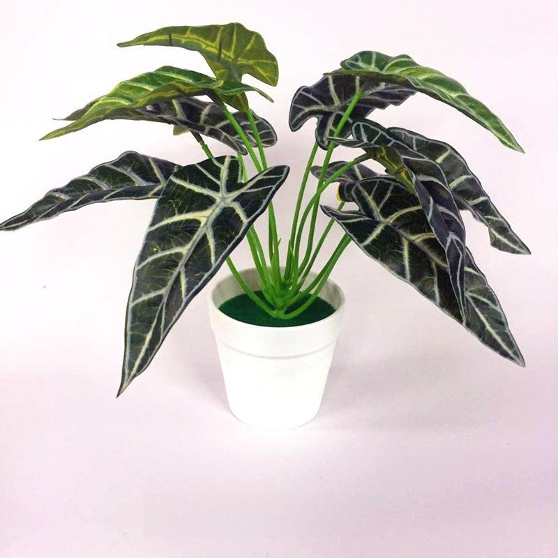 Bicolor Simulated Caladium Artificial Green Plant Potted Indoor Decoration