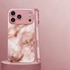 Liquid Marble Glitter Pink Metallic Glass Phone Case For iPhone 11 12 13 14 15 16 17 Pro Max Plus 17Air 16E 7 8 XsMax Back Cover
