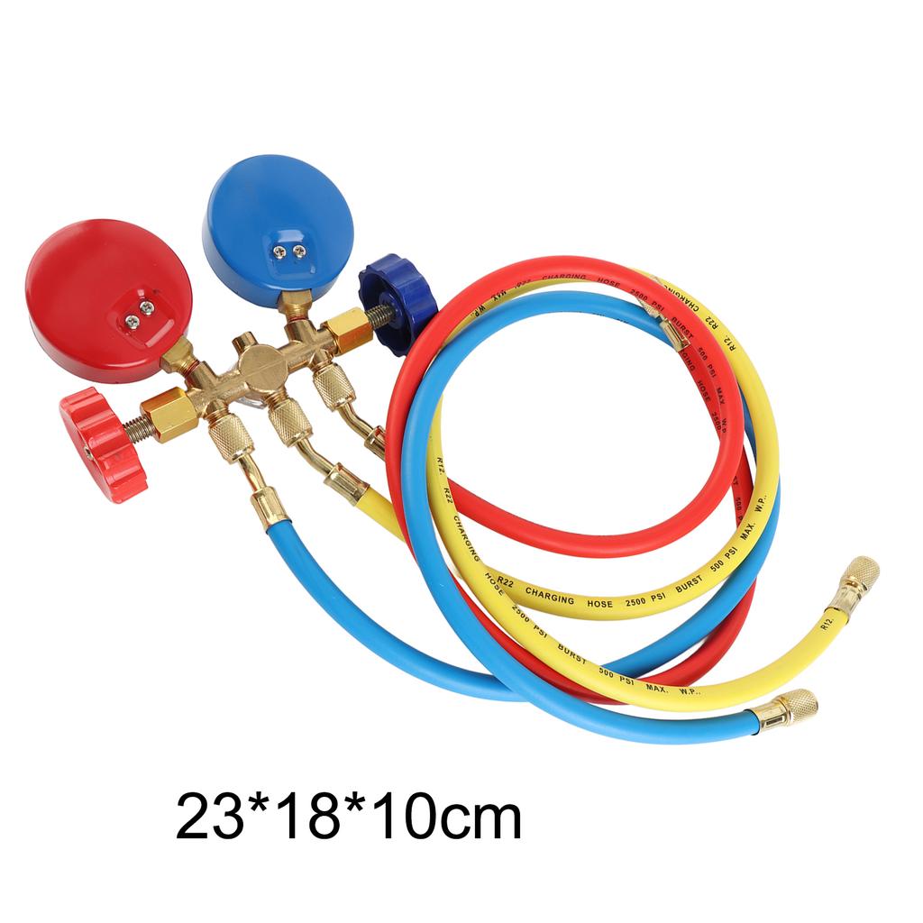 Gauge Measurement Tool Refrigerant Manifold Gauge Air Conditioning Refrigerant Charging Hoses with Gauge for R12 R22 R404A R134A