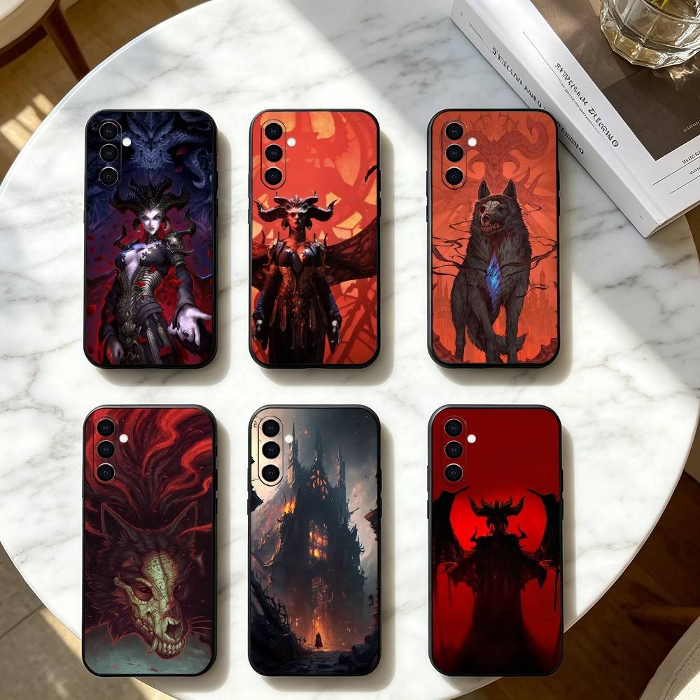 D-Diablo IV Game Phone Case For Samsung Galaxy A73,A72,A71,A70,A53,A52,A51,Soft Silicone Black Cover