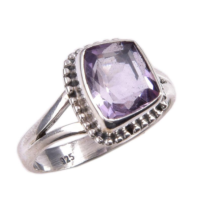 Natural Pink Amethyst Gemstone 925 Solid Sterling Silver Jewelry Ring S.8 Q7h33