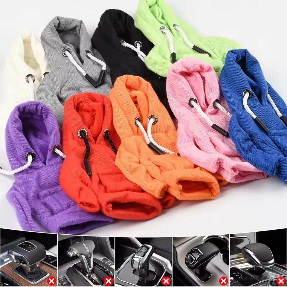 Mobidea Cute Hoodie Car Gear Shift Cover - Universal for Manual/Automatic Car Interior Decorative Gear Handle Protector