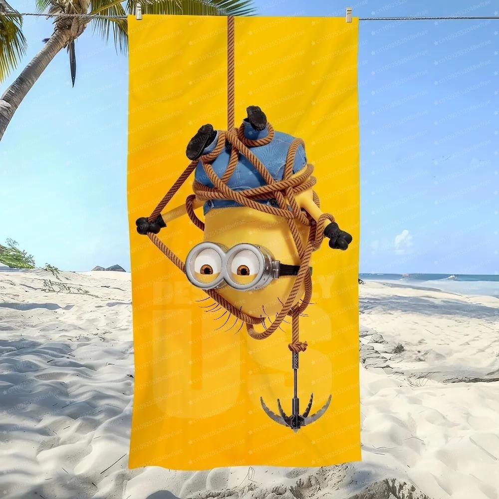 1Pc Cute Minion Printed Beach Towel With Ultra Fine Fiber Lightweight Fast Drying Soft Lightweight Travel Camping Yoga Swimming