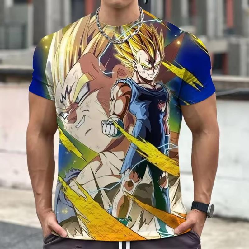 

Мужская футболка с мультяшным аниме-принтом в 3D, с круглым вырезом и коротким рукавом, повседневная летняя футболка, подходящая для ежедневной носки и M