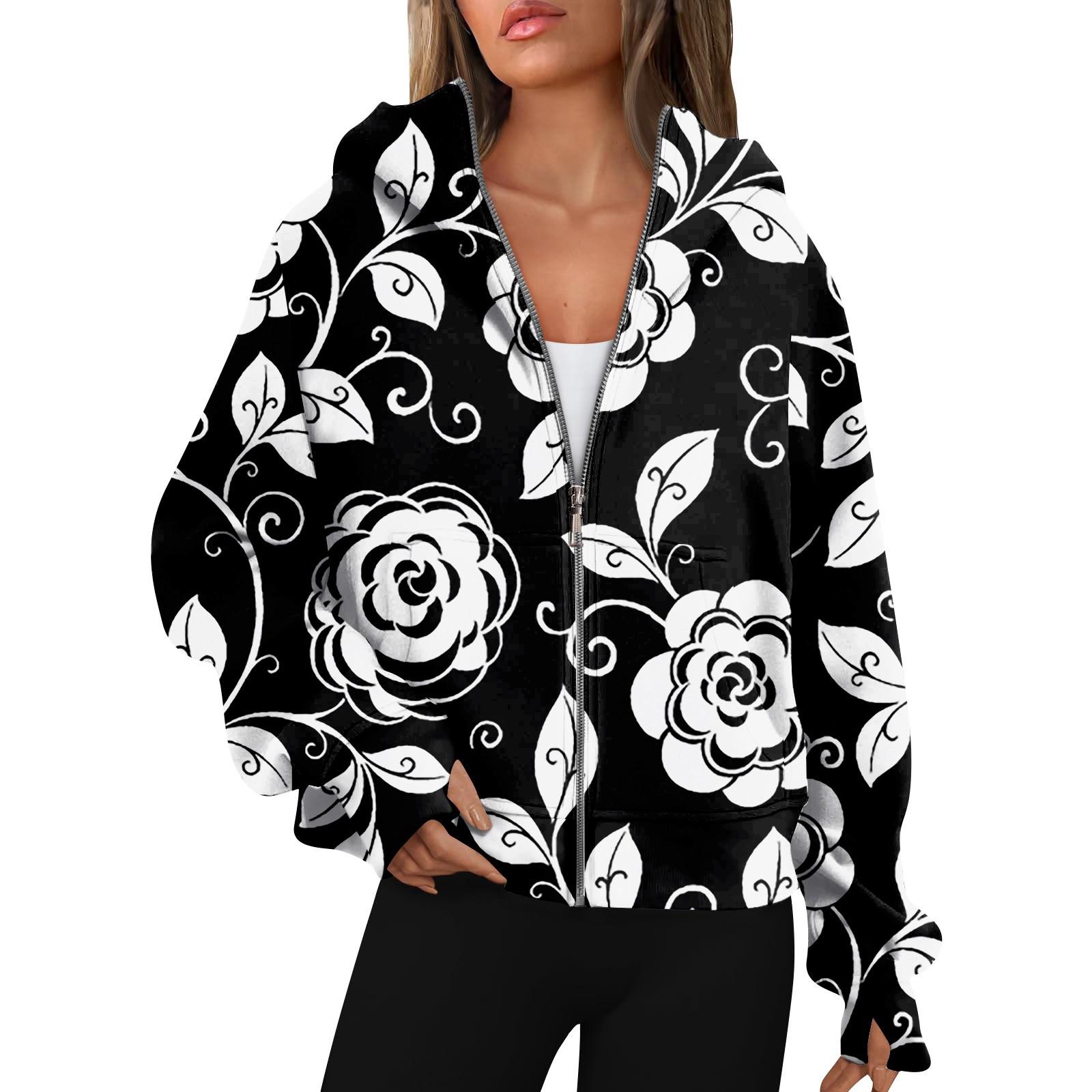 

Женские толстовки с длинным рукавом, повседневные толстовки на молнии, толстовки с отверстиями для большого пальца, пальто, куртки с карманами M белый