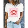 European Size Fashion Casual Abstract Painting Pink XOXO Letter Red Lips Color Block Checkered Graphic Breathable Printed Crew Neck Short Sleeve