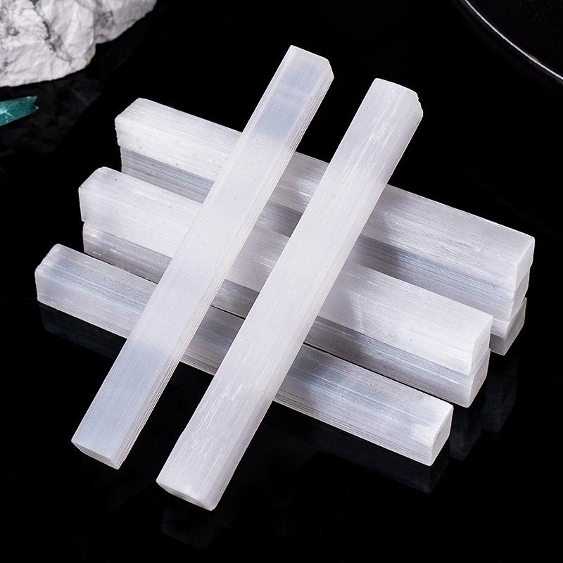 Natural White Selenite Gypsum Sticks Irregular Reiki Mineral Specimen Healing Crystal Wand Diy Jewelry Pendant Making Stone