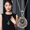 Autumn And Winter Alluring City Water Drop Love Crystal Temperament Pendant Versatile Accessories Sweater Chain Women'S Long Necklace
