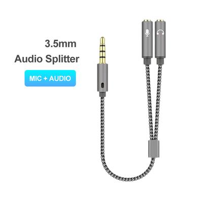 Headset Splitter 3.5mm Audio Mic Stereo Headphone Splitter Audio 3.5mm 4 Pole Jack Y Cable for PS4,PC Gaming Headset,Xbox One