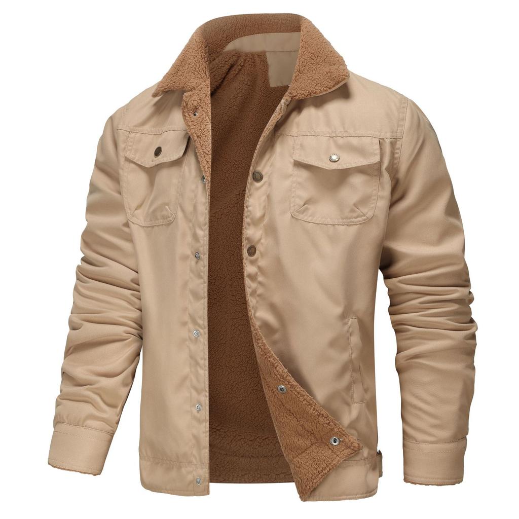 Men's Autumn and Winter Plus Velvet Jacket Cotton Workwear Casual Men's Top Coat