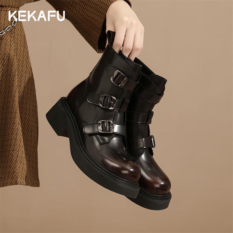 Women's Pointed Toe Mid-Heel Short Martin Boots