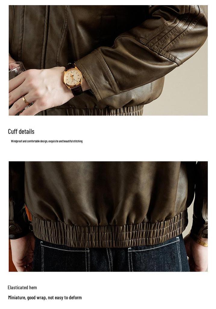 Spring & Autumn Men's Trendy PU Leather Motorcycle Jacket: Handsome, Casual, Loose Fit, Plus Size
