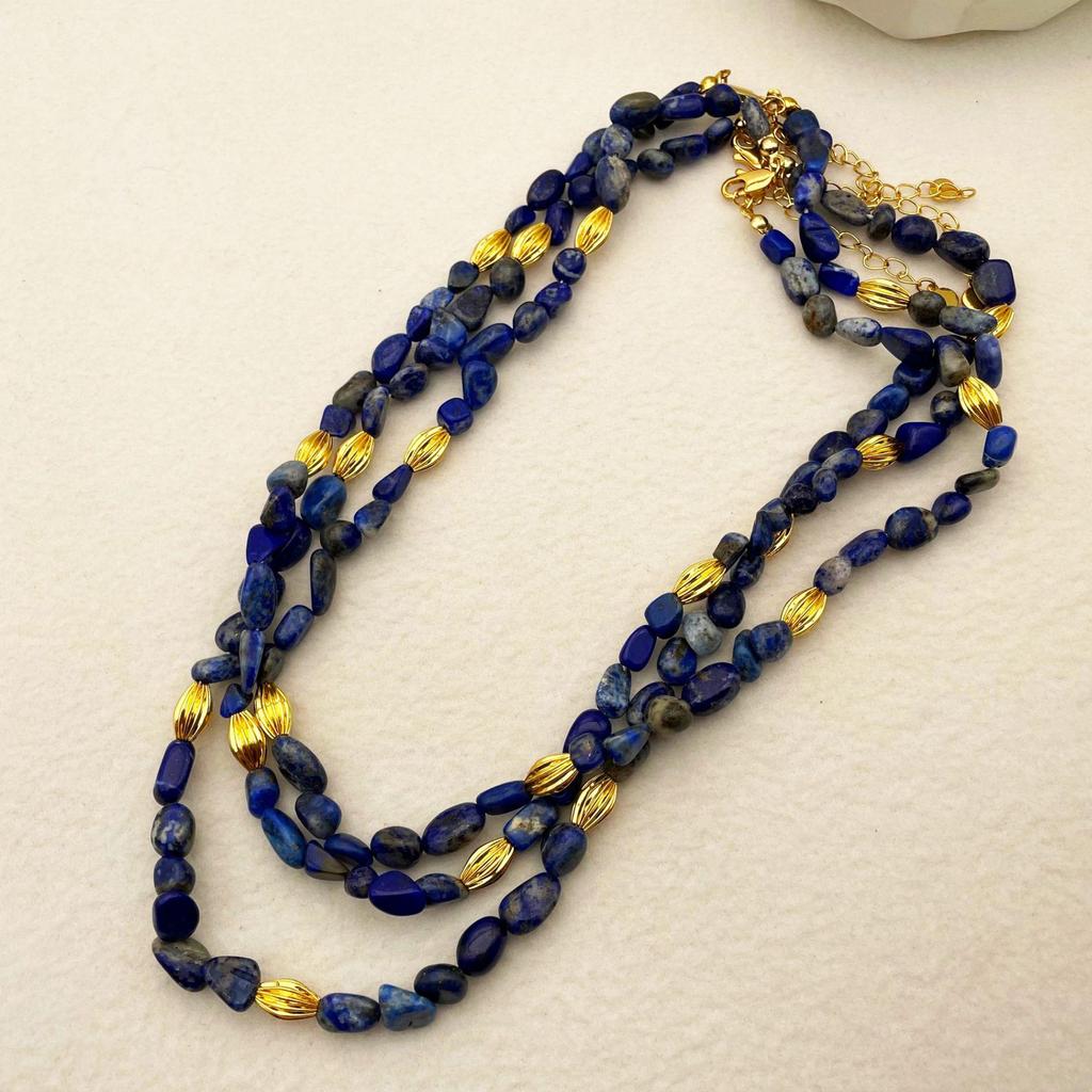Retro Lapis Lazuli Beaded Women's Choker Necklace