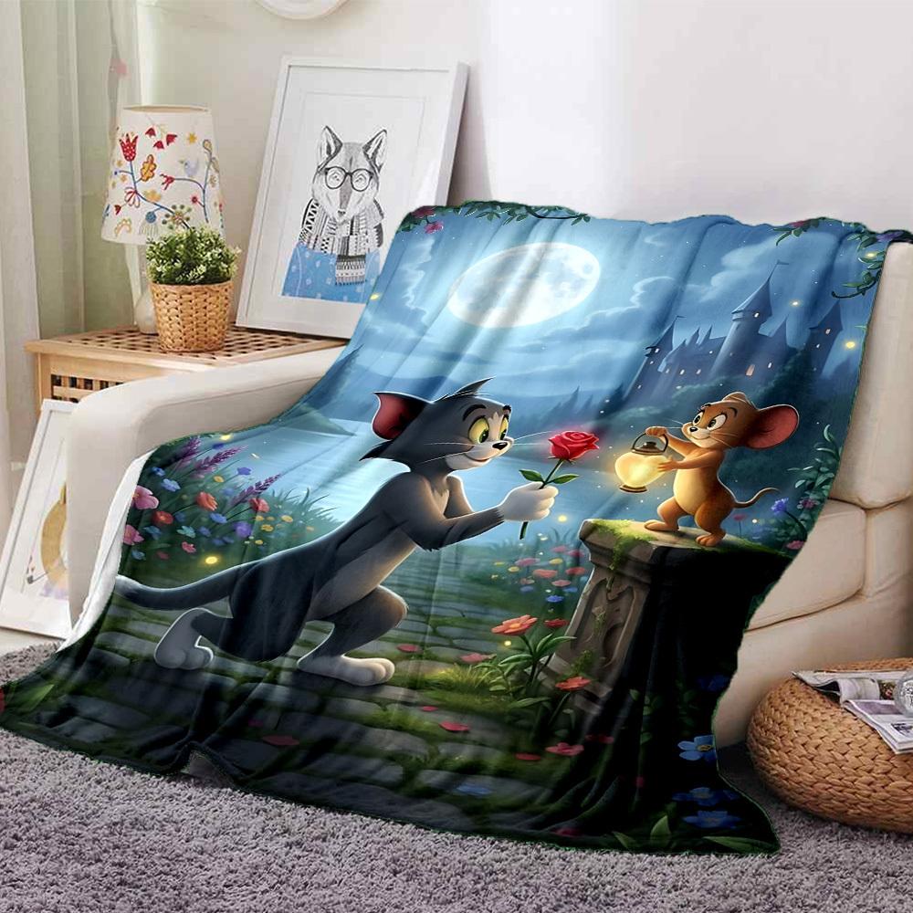 

1pc Tom and Jerry Flannel Blanket Soft Warm Throw for Home, Office, Travel, All-Season Cozy Bedding Gift L1436 80cmx120cm(31inx47in)