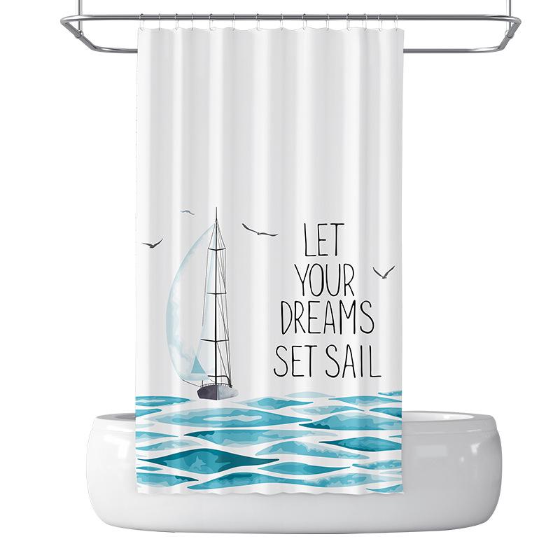 Bathroom Thickened Waterproof Curtain Mildew Proof Shower Curtain Shower Partition Curtain Shower Curtain Bathroom Curtain Free Perforation