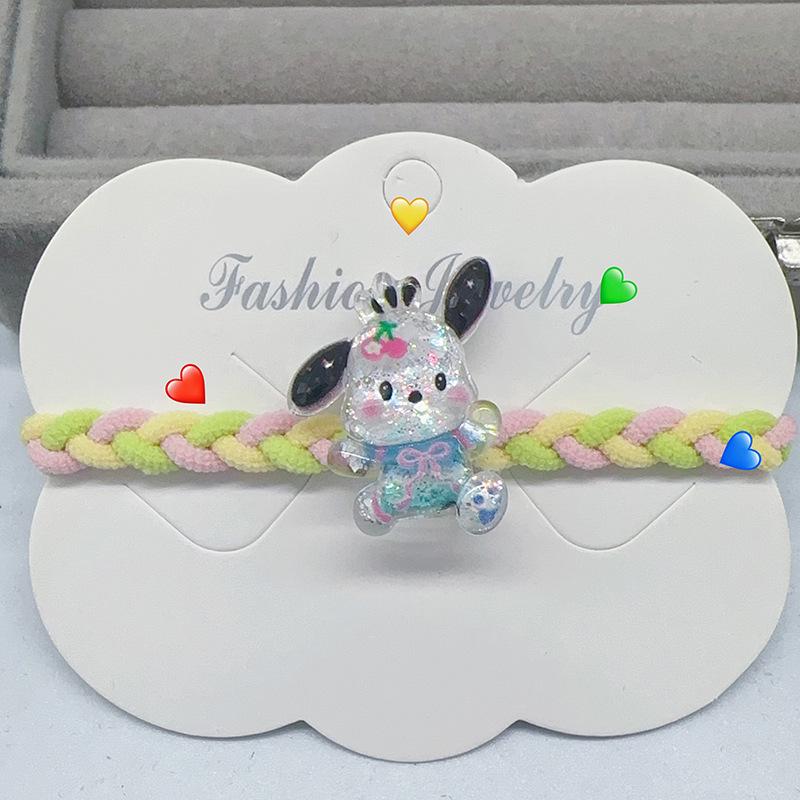 Nové svítící gumičky do vlasů Sanrio Kuromi pro dívky - Elastické kreslené doplňky
