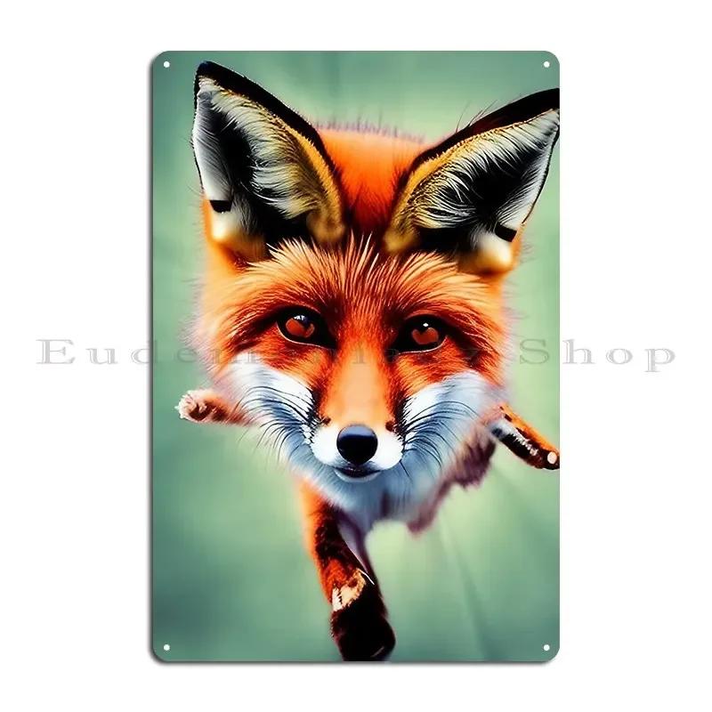 Lightspeed Fox Metal Plaque Mural Wall Mural Custom Painting Design Tin Sign Poster 20x30cm（7.8x11.8inch）