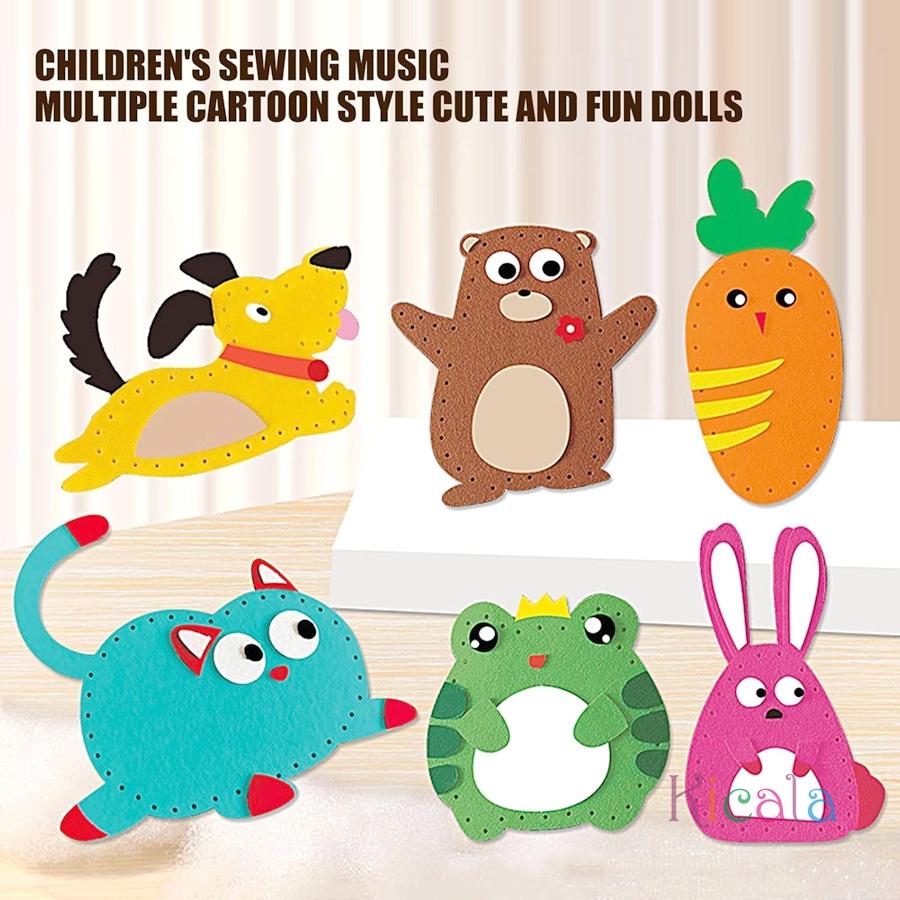DIY Tier Filz Nähset für Mädchen 6 Stück Feinmotorik Nähen lernen Stofftier Puppenanhänger Geburtstags- Weihnachtsgeschenk