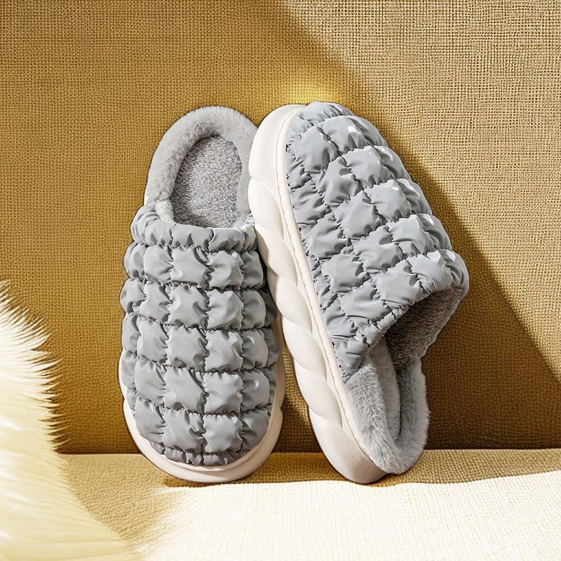 Cotton slippers women's home cotton shoes winter platform couple down cloth cotton drag fleece slippers