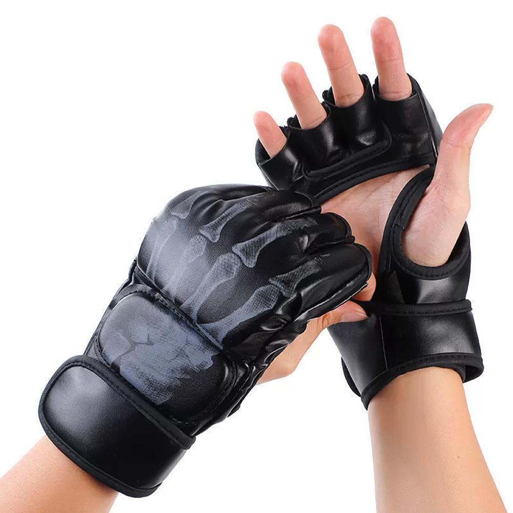

1pair Boxing Gloves Men Women Half-finger Free Fighting Gloves Mixed Martial Arts Sandbags Thai Training Workout Gloves чорний