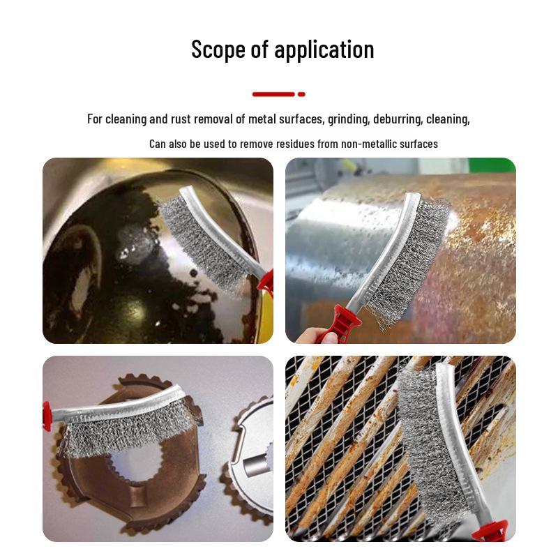 Steel Wire Brush with Plastic Handle - Stainless Steel & Copper Plated, Knife Type for Rust Removal and Cleaning