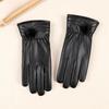 New Keep Warm Leather Gloves Black Windproof Full Finger Gloves Winter Gloves Women