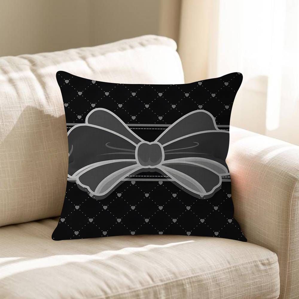 Cute Pink Black Full Screen Bow Dot Cushion Cover Decorative Pillow Sofa Home Decor Case Pillow Cases