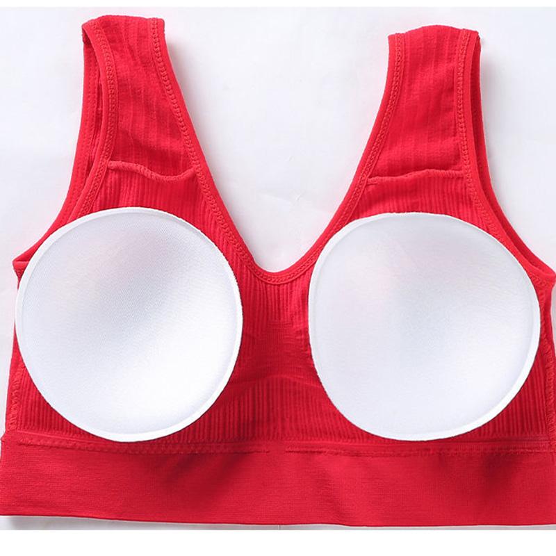 Non-wire Bra Sports Underwear Women's Cotton Plus Size Yoga Running Shockproof Gathered Vest Bra