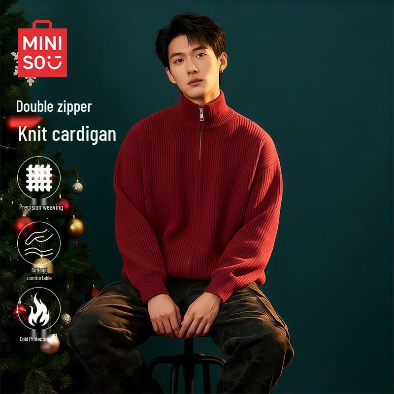 MINISO Men s Winter Stand Collar Knitted Cardigan M