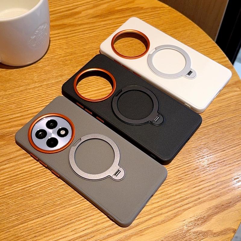 For OnePlus ACE 5 5 Pro Solid Color Rotating Magnetic Stand Anti-drop and Anti-fingerprint Phone Case