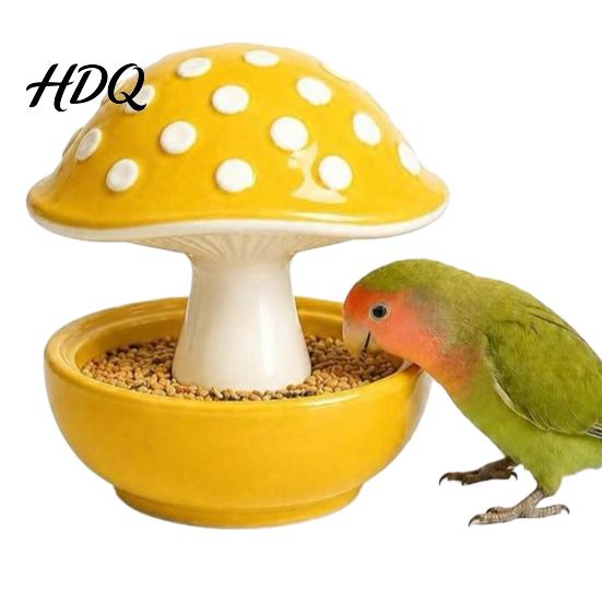 Sugar Glider Feeder Mushroom Bird Feeding Bowl No Mess Pet Cage Feeder Covered Bowl with Cover Food or Water for Small Animals Budgie Cockatiel