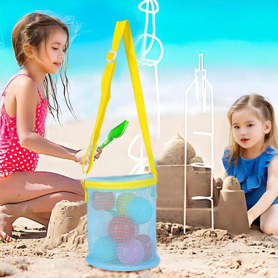 Beach Mesh Bag Toys Clothes Storage Organizer with Shoulder Strap Zipper