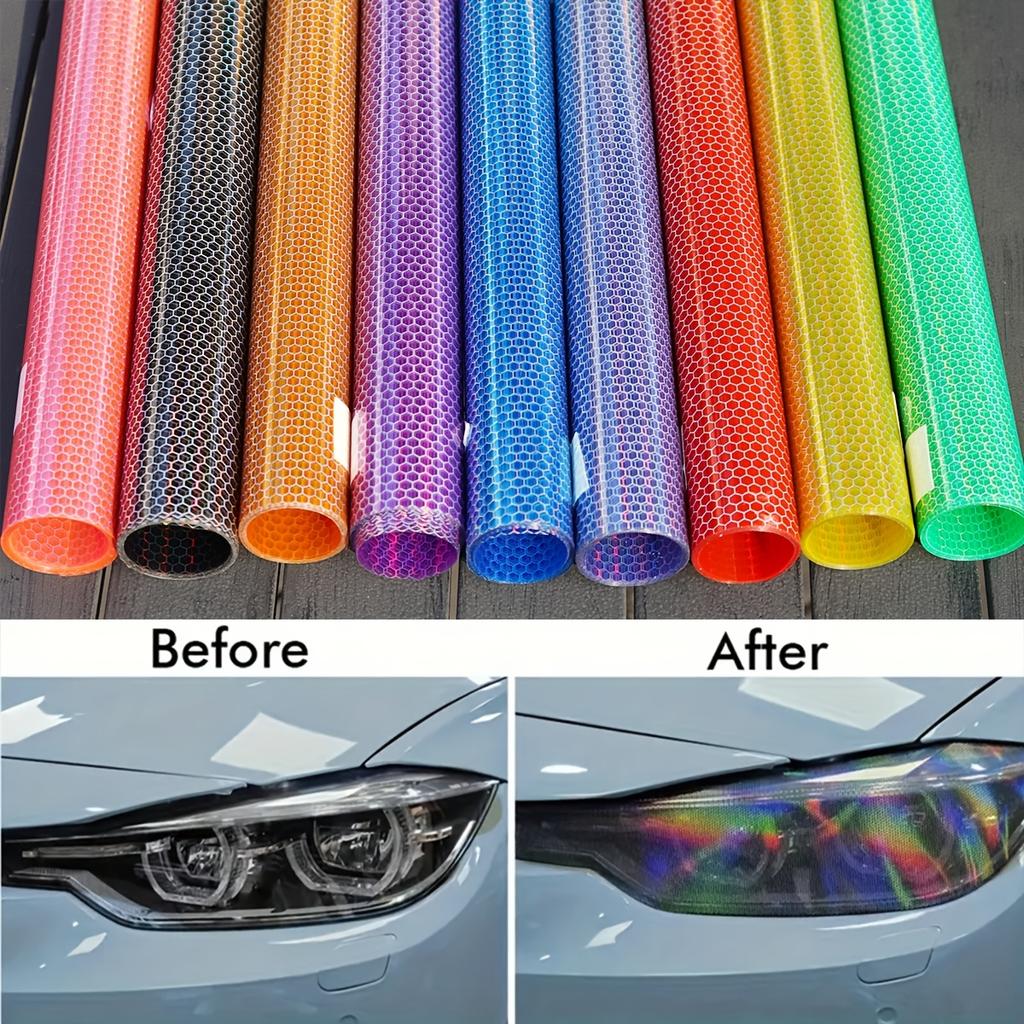 PVC Honeycomb Headlight Tail Light Film | Scratch-Resistant, Durable Vinyl Decal, Color-Changing, Universal Fit for Car Light